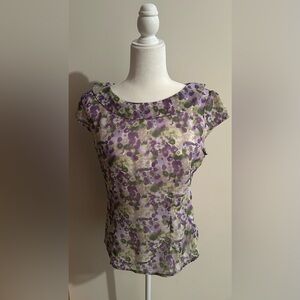 H&M Purple and Green Floral Blouse